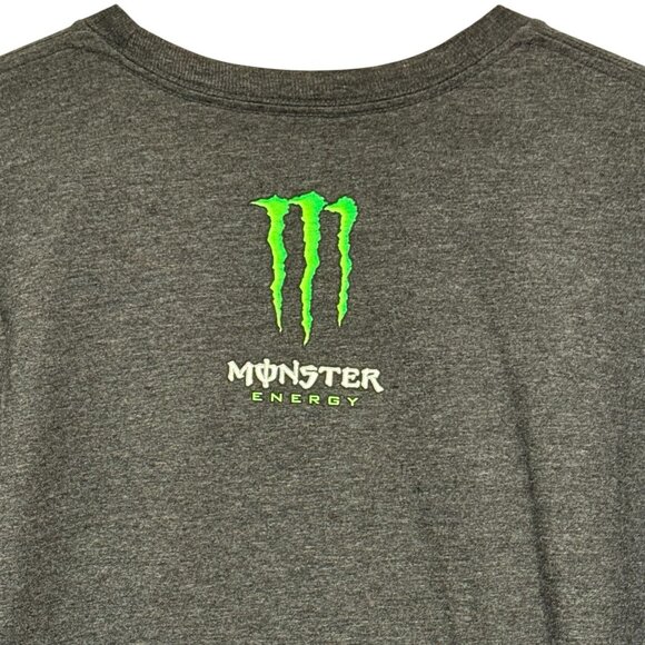Monster Energy Gray Short Sleeve Graphic Logo Skater Mens T-shirt Sz Large - Picture 4 of 7